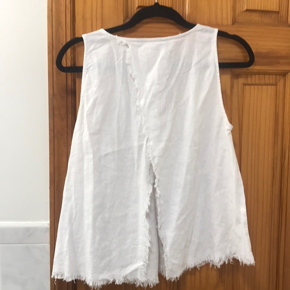 Linen fringe sleeveless shirt - Picture 2 of 2